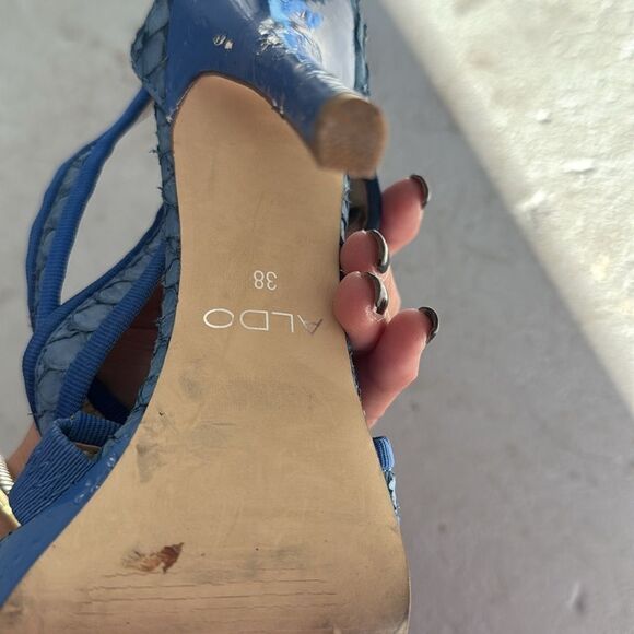 Blue Strappy Women's Heels - Snake Skin ALDO - Size 8 Heels - Picture 6 of 7